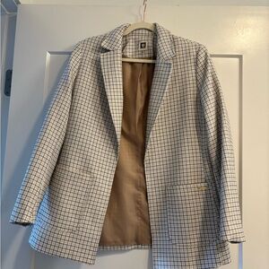 Anne Klein Plaid Blazer with Cream Lining